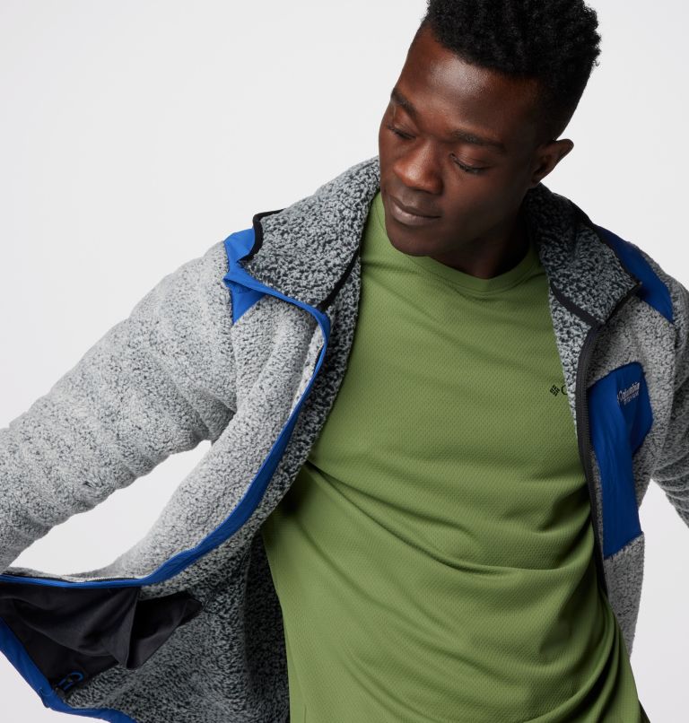 Men's Arctic Crest Technical Hooded Fleece Jacket, Color: Mountain Blue, White, image 6