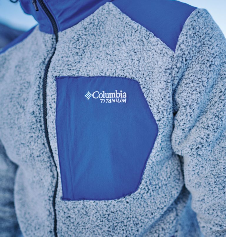 Men's Arctic Crest Technical Hooded Fleece Jacket, Color: Mountain Blue, White, image 13
