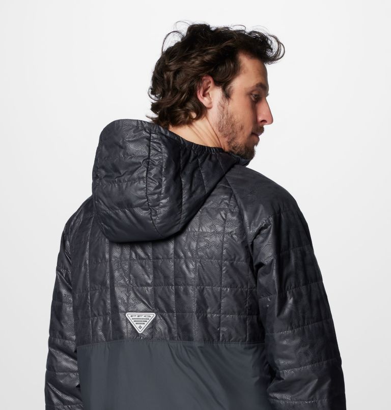 Men's PFG Uncharted Insulated Hooded Anorak, Color: Shark, Uncharted Waters Emboss, image 6