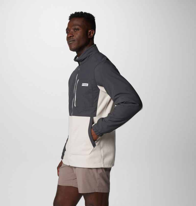 Men's PFG Uncharted Fleece Jacket, Color: Shark, Dark Stone, image 4