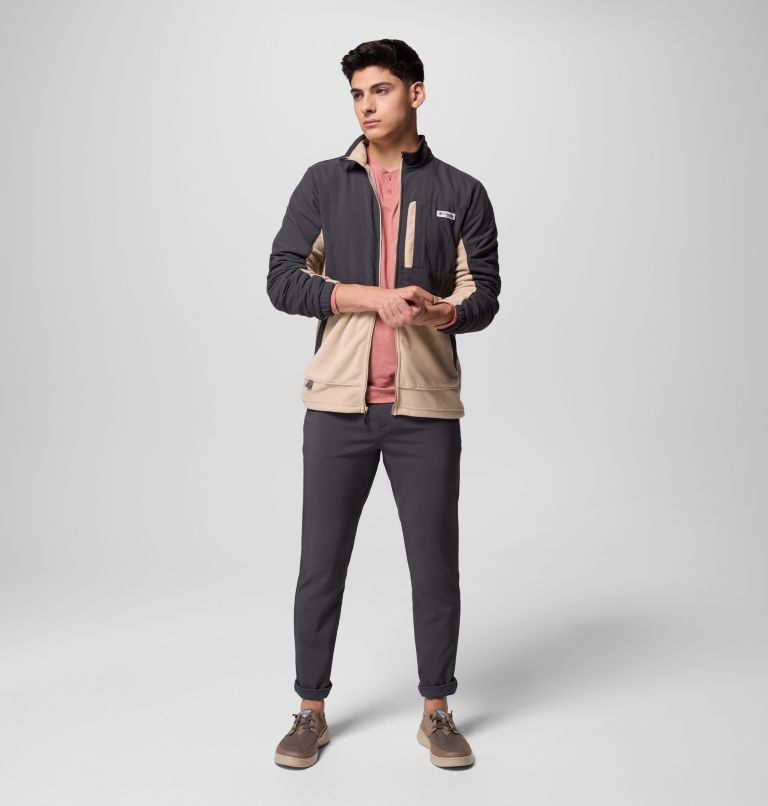 Men's PFG Uncharted Full Zip Fleece Jacket, Color: Shark, Ancient Fossil, image 2