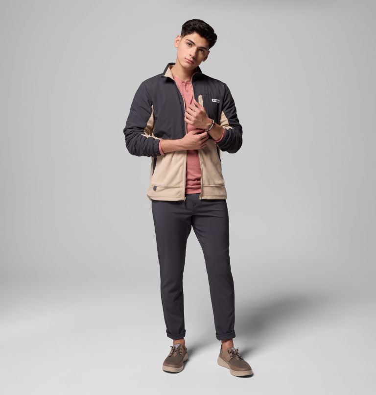Men's PFG Uncharted Full Zip Fleece Jacket, Color: Shark, Ancient Fossil, image 12