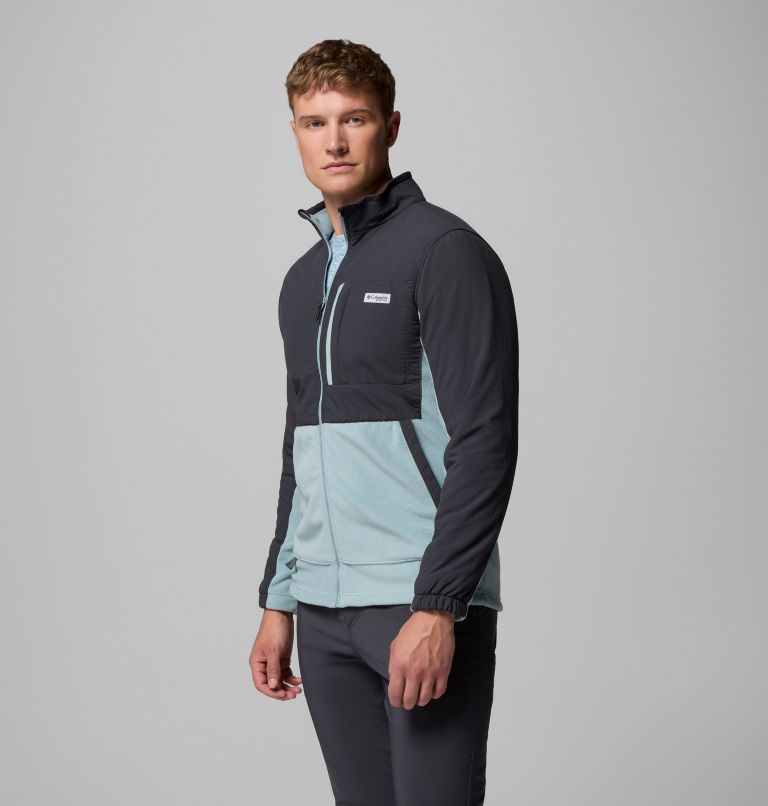 Men's PFG Uncharted Full Zip Fleece Jacket, Color: Shark, Crushed Blue, image 4