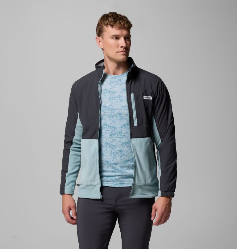 Men's PFG Uncharted Full Zip Fleece Jacket, Color: Shark, Crushed Blue, image 5