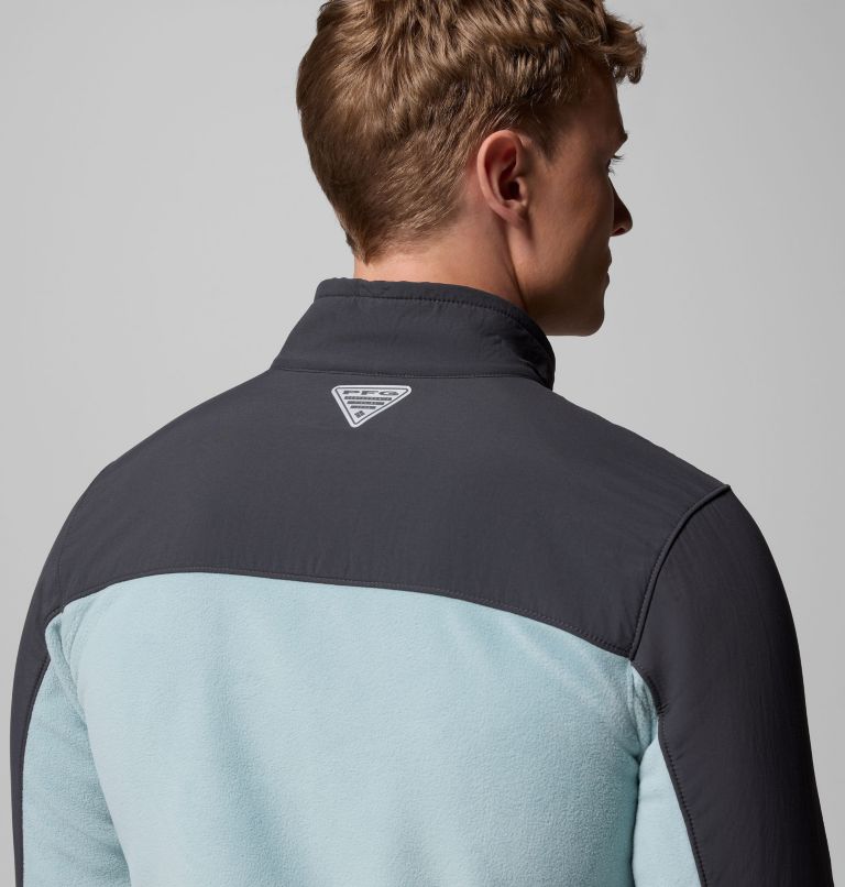 Men's PFG Uncharted Full Zip Fleece Jacket, Color: Shark, Crushed Blue, image 9