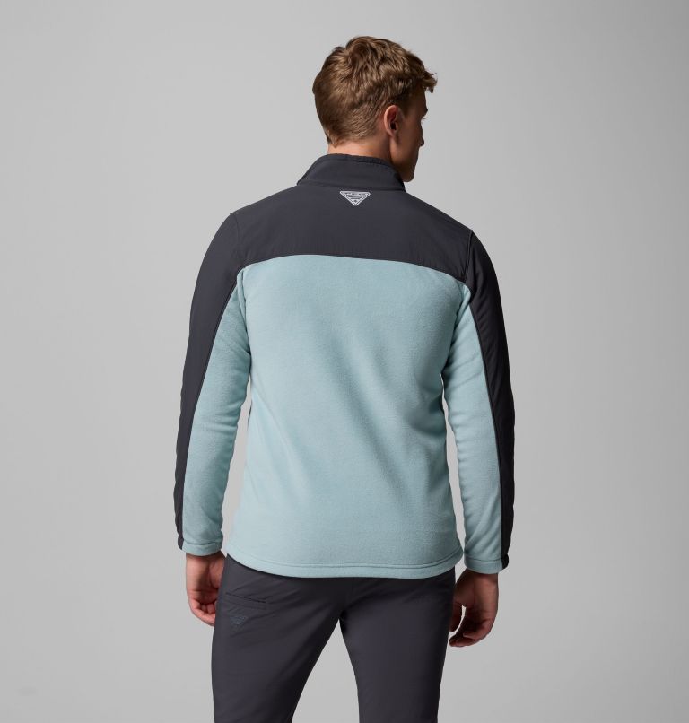 Men's PFG Uncharted Full Zip Fleece Jacket, Color: Shark, Crushed Blue, image 3