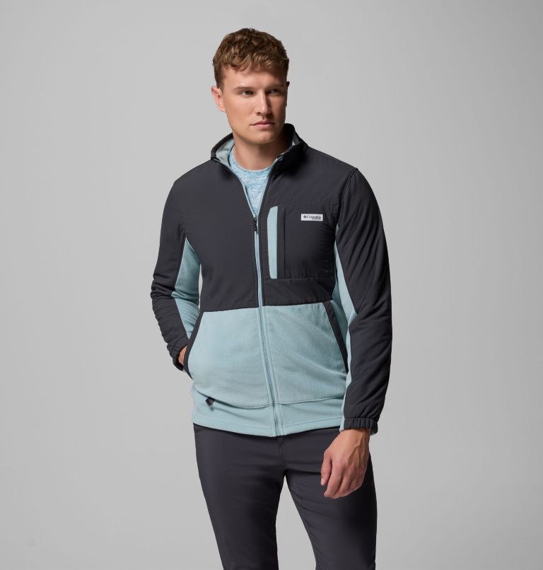 Men's PFG Uncharted Full Zip Fleece Jacket, Color: Shark, Crushed Blue, image 1