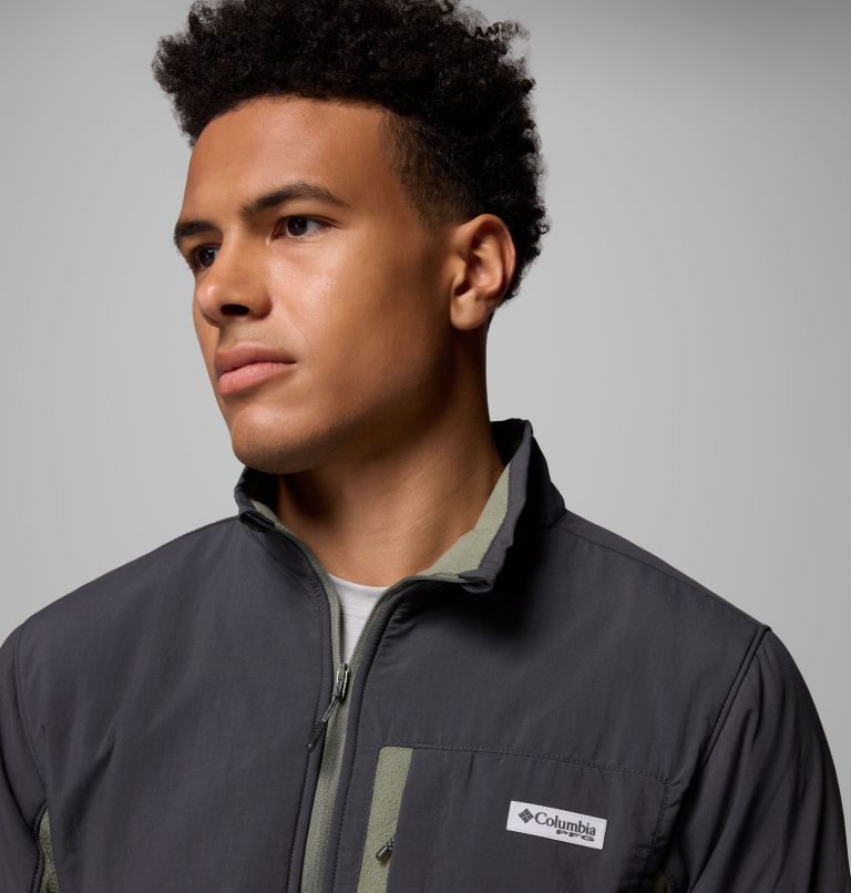 Men's PFG Uncharted Full Zip Fleece Jacket, Color: Shark, Cypress, image 6