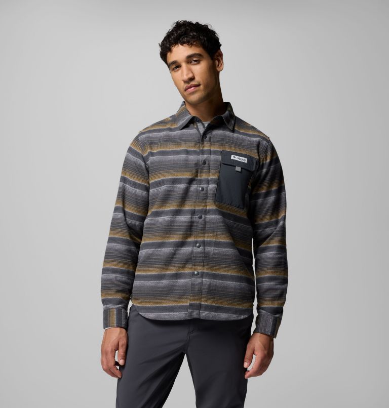 Men's PFG Uncharted Overshirt, Color: Shark Twilights Stripe, image 1