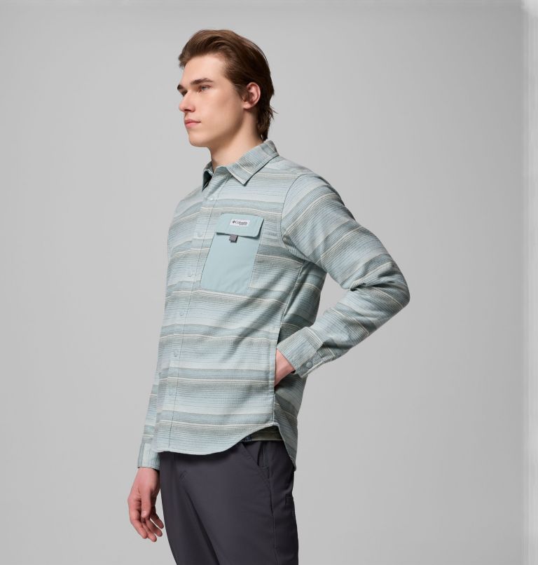 Men's PFG Uncharted Overshirt, Color: Crushed Blue Twilights Stripe, image 4
