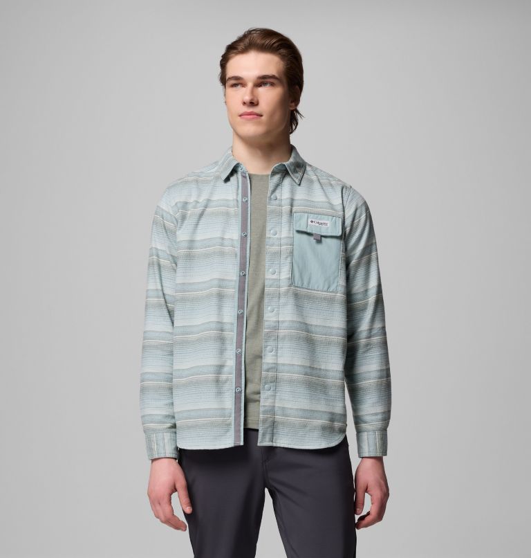 Men's PFG Uncharted Overshirt, Color: Crushed Blue Twilights Stripe, image 5