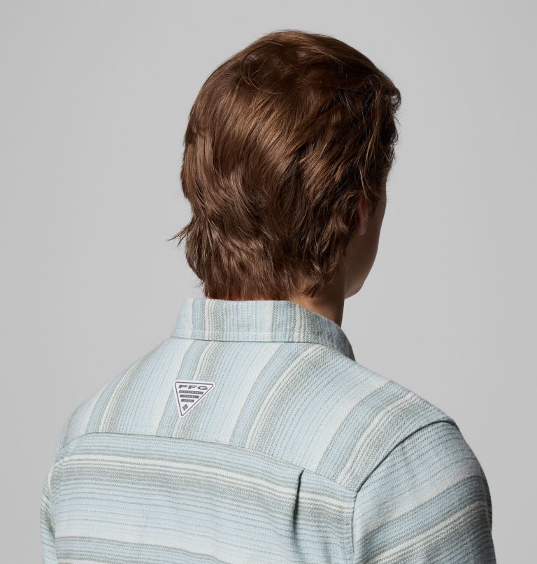 Men's PFG Uncharted Overshirt, Color: Crushed Blue Twilights Stripe, image 7