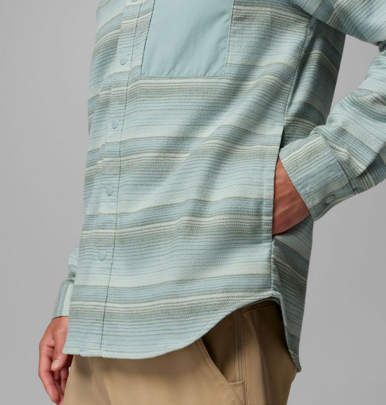 Men's PFG Uncharted Overshirt, Color: Crushed Blue Twilights Stripe, image 9