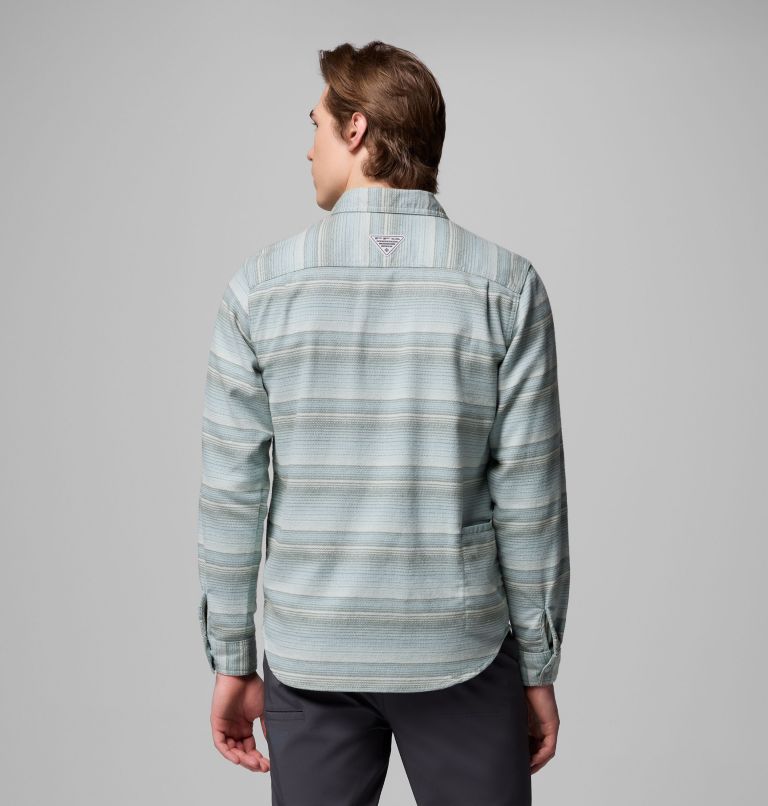 Men's PFG Uncharted Overshirt, Color: Crushed Blue Twilights Stripe, image 3