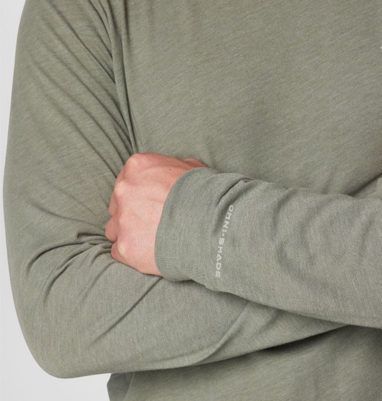 Men's PFG Uncharted Technical Long Sleeve T-Shirt, Color: Cypress Heather, Reel Fly, image 7