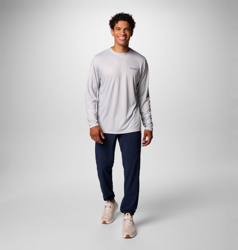 Men's PFG Terminal Tackle Blackline Long Sleeve Shirt, Color: Cool Grey, Blackline Tarpon, image 3