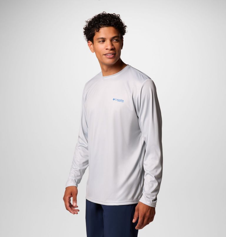 Men's PFG Terminal Tackle Blackline Long Sleeve Shirt, Color: Cool Grey, Blackline Tarpon, image 4