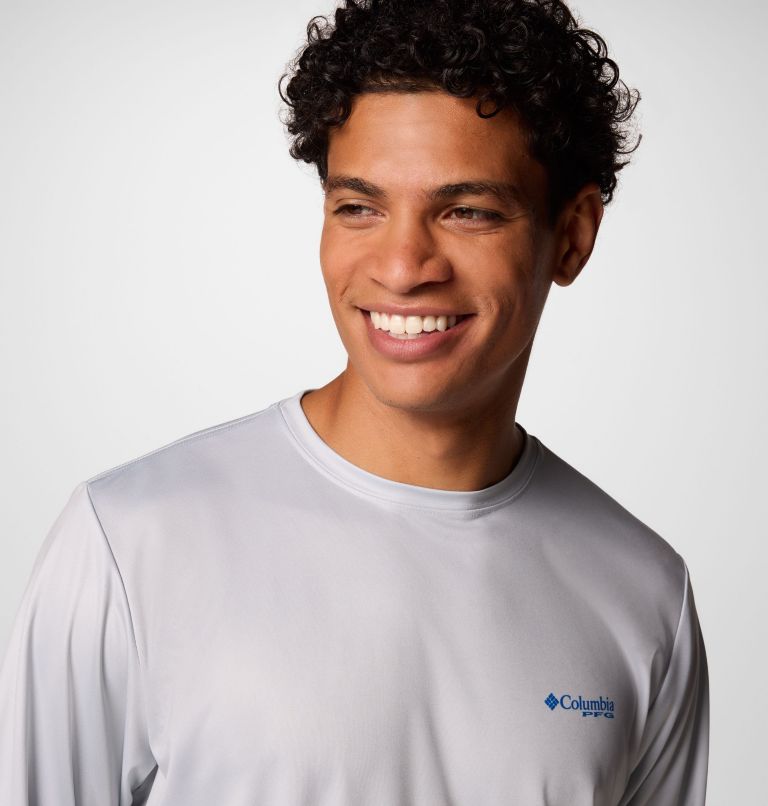 Men's PFG Terminal Tackle Blackline Long Sleeve Shirt, Color: Cool Grey, Blackline Tarpon, image 5