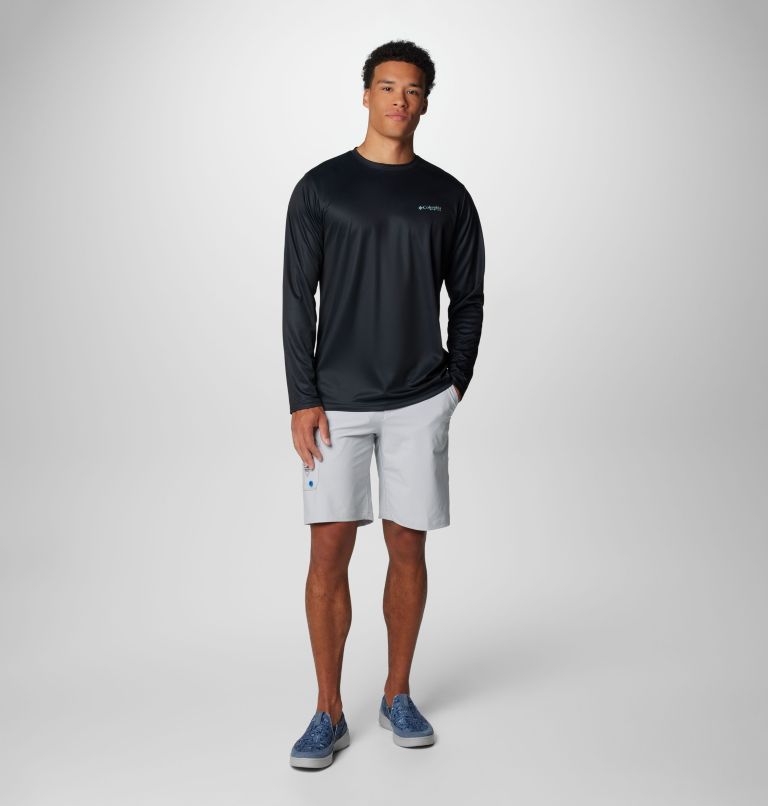 Men's PFG Terminal Tackle Line Time Long Sleeve Shirt, Color: Black, Line Time Fade Tuna, image 3