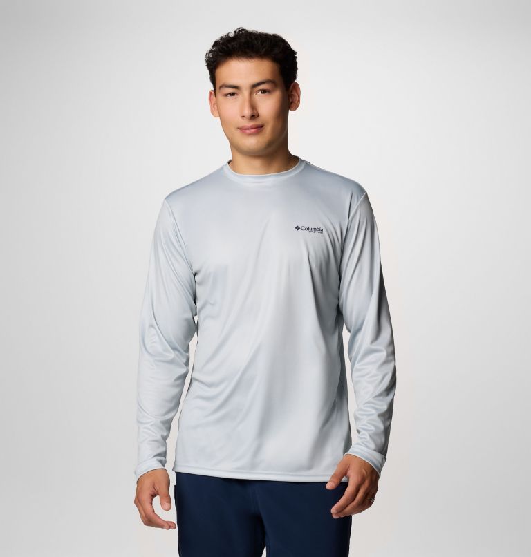 Men's PFG Terminal Tackle Line Time Long Sleeve Shirt, Color: Cool Grey, Line Time Fade Marlin, image 2