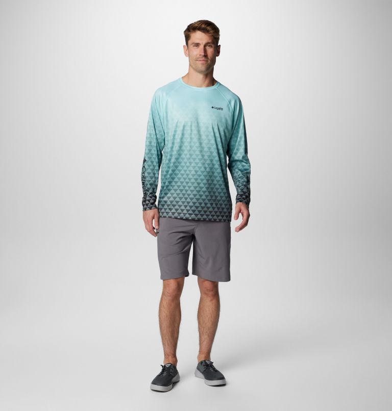 Men's PFG Super Terminal Tackle  Fade II Long Sleeve Shirt, Color: Gulf Stream Triangle Fade, Black PFG Tri, image 3