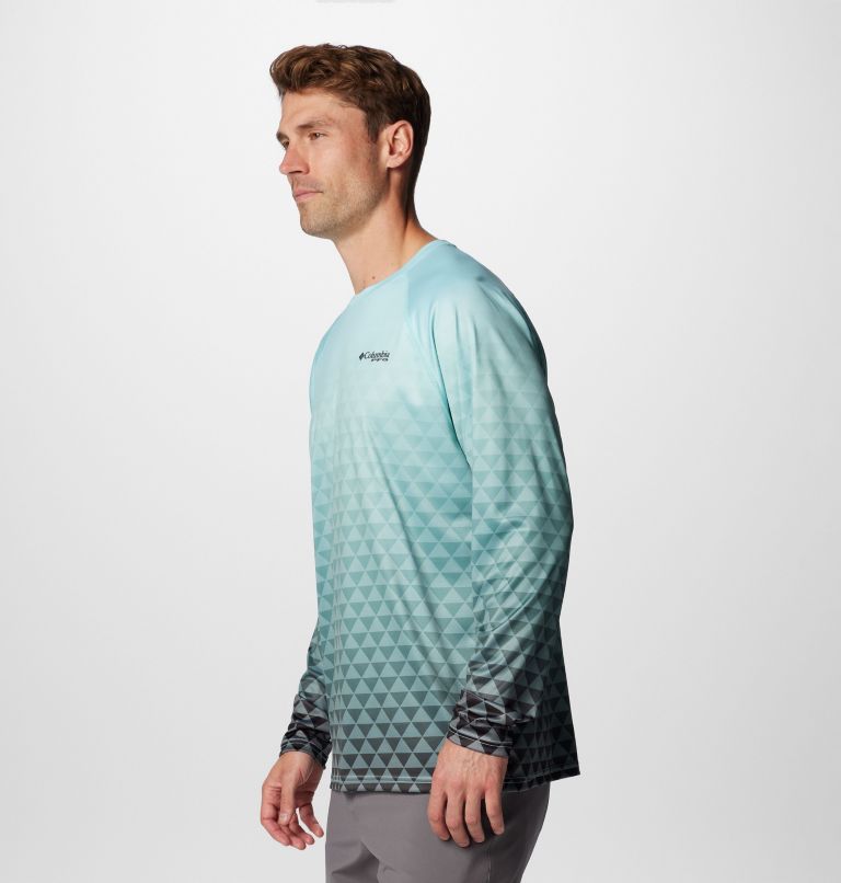 Men's PFG Super Terminal Tackle  Fade II Long Sleeve Shirt, Color: Gulf Stream Triangle Fade, Black PFG Tri, image 4