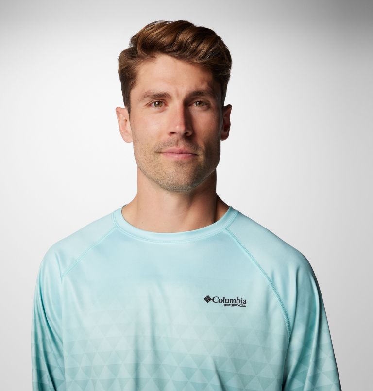 Men's PFG Super Terminal Tackle  Fade II Long Sleeve Shirt, Color: Gulf Stream Triangle Fade, Black PFG Tri, image 5