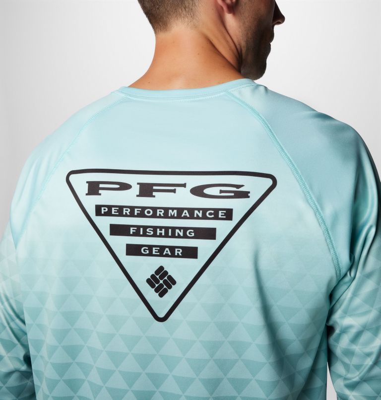 Men's PFG Super Terminal Tackle  Fade II Long Sleeve Shirt, Color: Gulf Stream Triangle Fade, Black PFG Tri, image 7