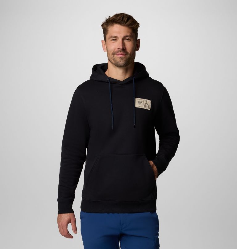 Men's PFG Castback Hoodie, Color: Black, PFG Woven Patch FOTW Hooks, image 1