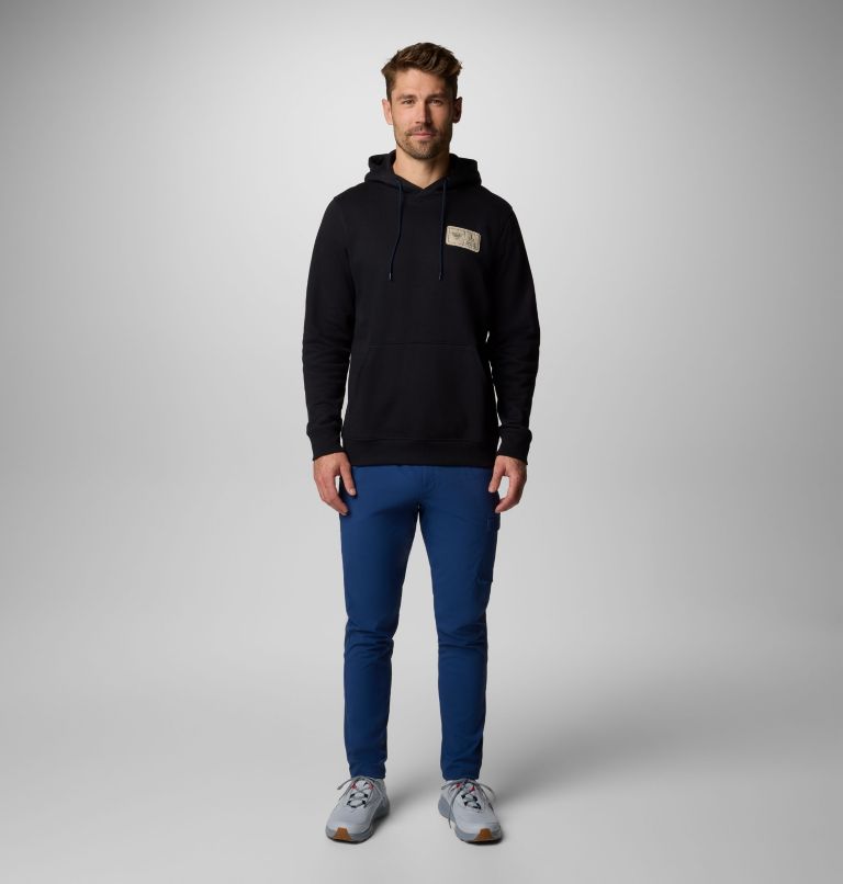 Men's PFG Castback Hoodie, Color: Black, PFG Woven Patch FOTW Hooks, image 2