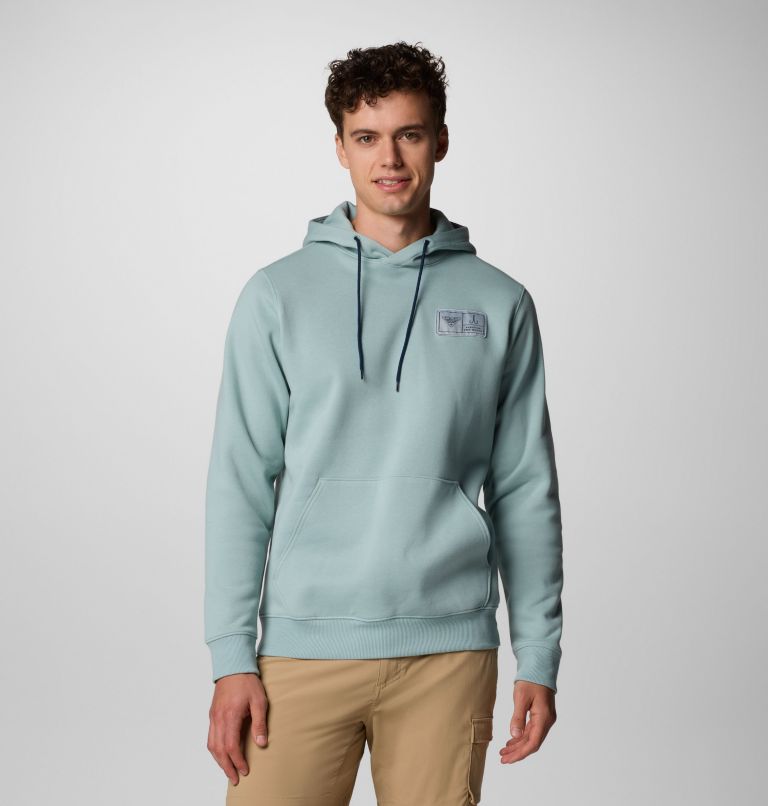 Men's PFG Castback Hoodie, Color: Crushed Blue, PFG Woven Patch FOTW Hooks, image 1