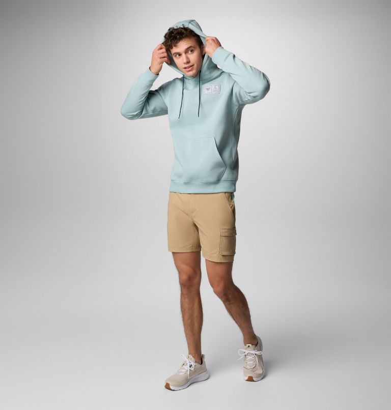 Men's PFG Castback Hoodie, Color: Crushed Blue, PFG Woven Patch FOTW Hooks, image 2