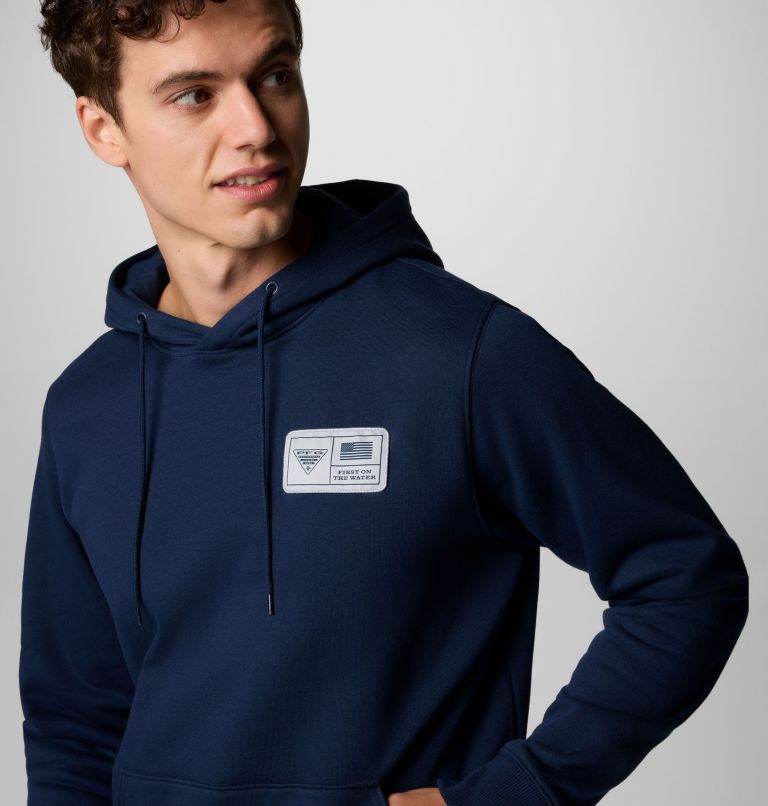 Men's PFG Castback Hoodie, Color: Coll Navy, PFG Woven Patch Americana, image 5