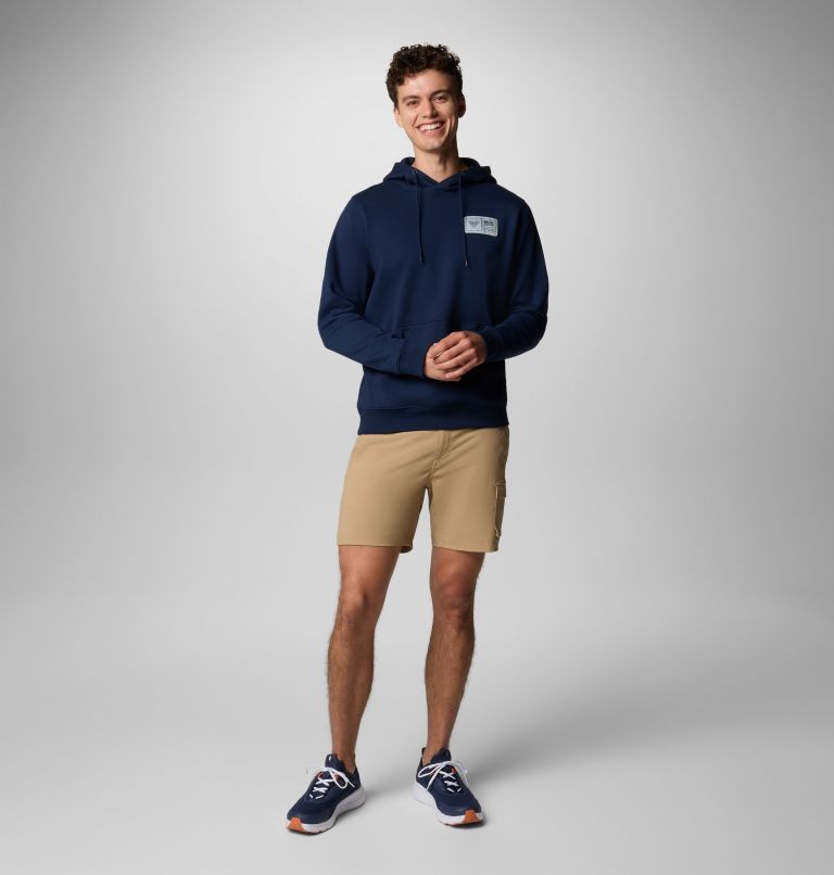 Men's PFG Castback Hoodie, Color: Coll Navy, PFG Woven Patch Americana, image 2