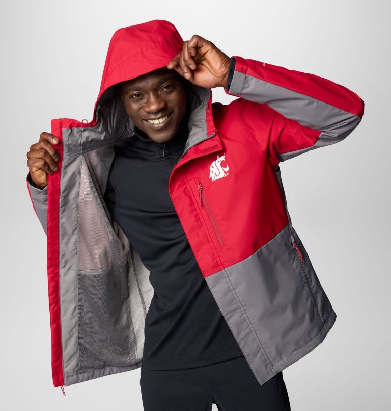 Men's Collegiate Field Bound Jacket - Washington State, Color: WAZ - Red Velvet, City Grey, image 6