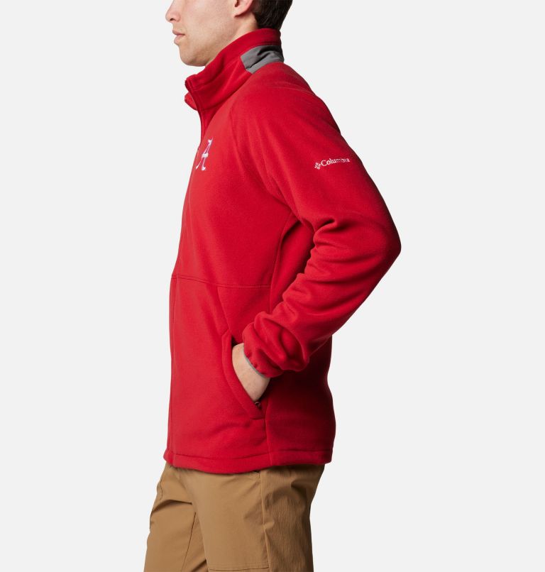 Men's Collegiate Flanker IV Fleece Jacket, Color: ALA - Red Velvet, City Grey, image 3