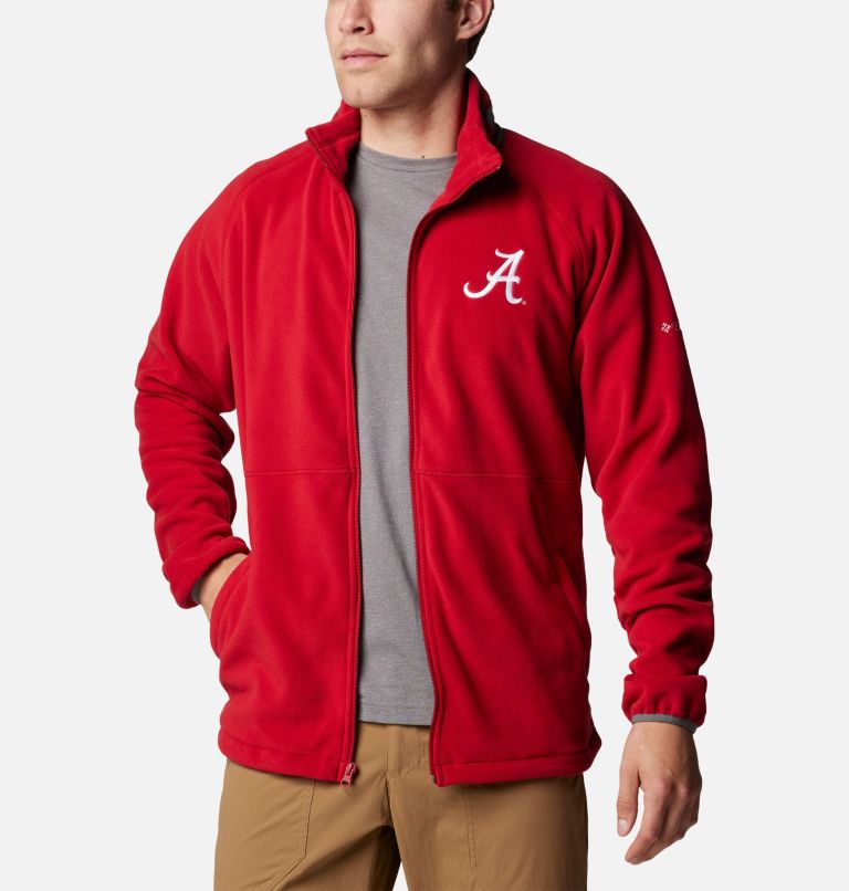 Men's Collegiate Flanker IV Fleece Jacket, Color: ALA - Red Velvet, City Grey, image 7