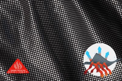 Silver lining Omni Heat texture with the Omni Heat tech badge in bottom left.