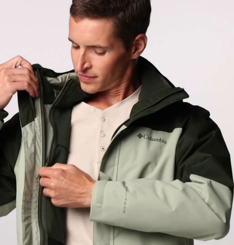 Men's Hikebound II Waterproof Hooded 3-In-1 Jacket, Color: Safari, Greenscape