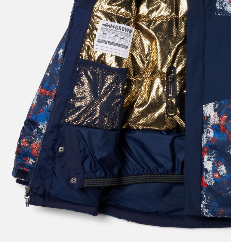 Boys' Mighty Mogul III Printed Jacket, Color: Mountain Blue Timberwild, Coll Navy, image 3