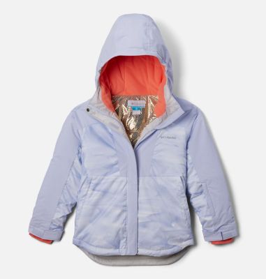 Girl's Mighty Mogul III Waterproof Printed Ski Jacket, Color: Snowdrift Windblown, Snowdrift, image 1