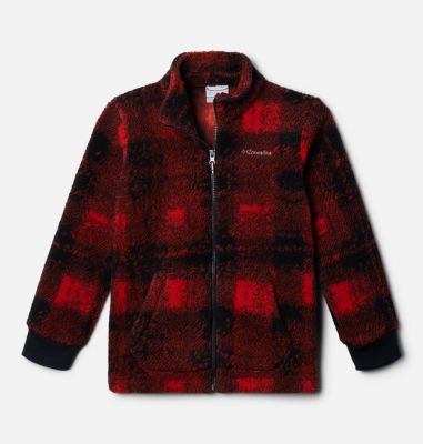 Boys' Rugged Ridge II Printed Sherpa Full Zip Jacket, Color: Sail Red Omblur Tonal, image 1