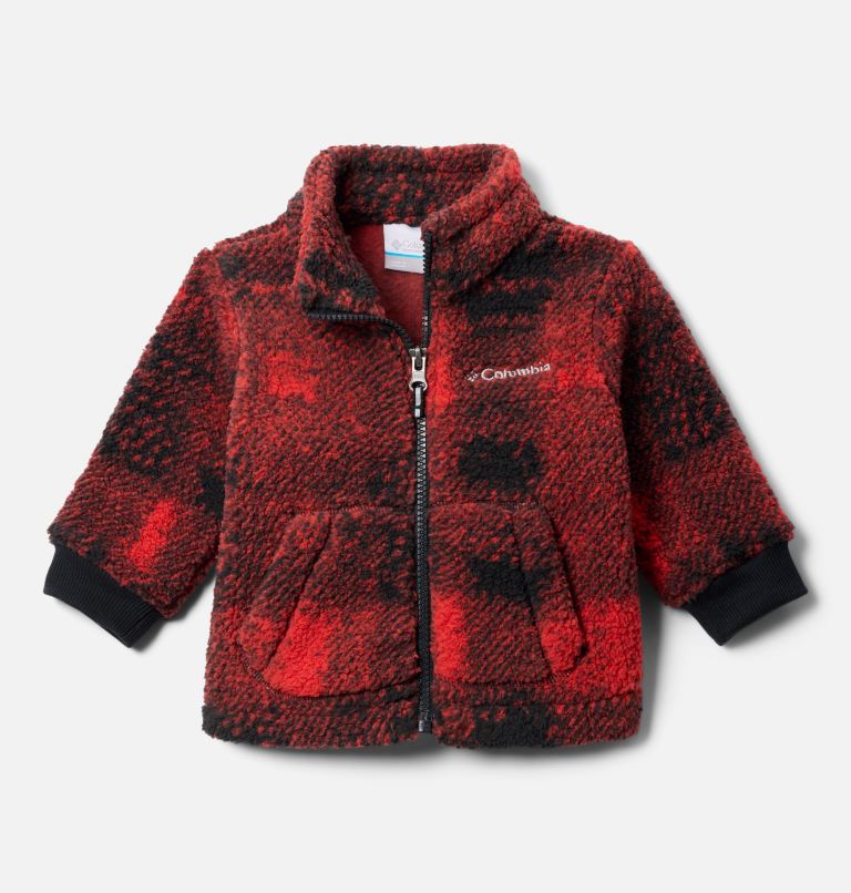 Infant Rugged Ridge II Printed Sherpa Full Zip Jacket, Color: Sail Red Omblur Tonal, image 1