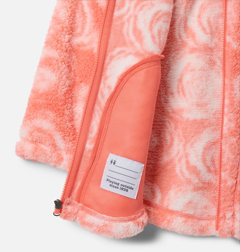 Girls' West Bend Printed Full Zip Fleece Jacket, Color: Hot Coral Rosecity, image 3