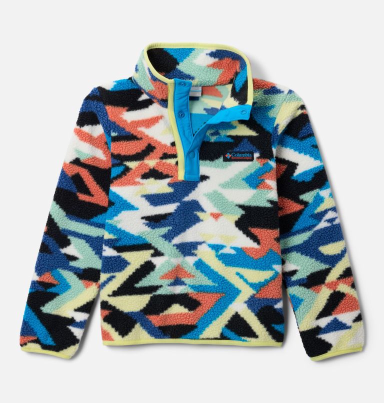 Kids' Helvetia II Printed Half Snap Fleece Pullover, Color: Compass Blue Reflections, Compass Blue, image 1