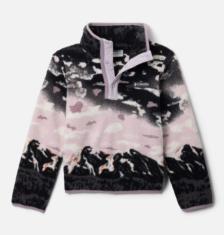 Kids' Helvetia II Printed Half Snap Fleece Pullover, Color: Shale Purple Sisters, Lavender Pearl, image 1