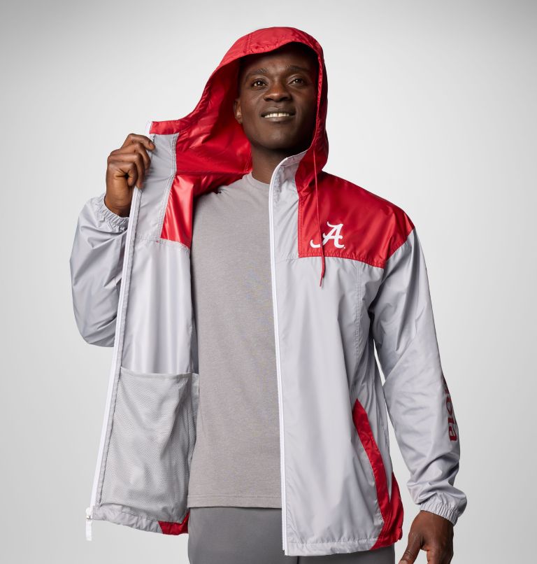 Men's Collegiate Flash Challenger II Windbreaker - Alabama, Color: ALA - Columbia Grey, Red Velvet, image 6