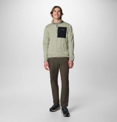 Men's Columbia Hike II Technical Half Zip Fleece, Color: Safari, Safari, Black, image 4