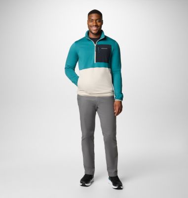 Men's Columbia Hike II Technical Half Zip Fleece, Color: River Blue, Dark Stone, Black, image 2