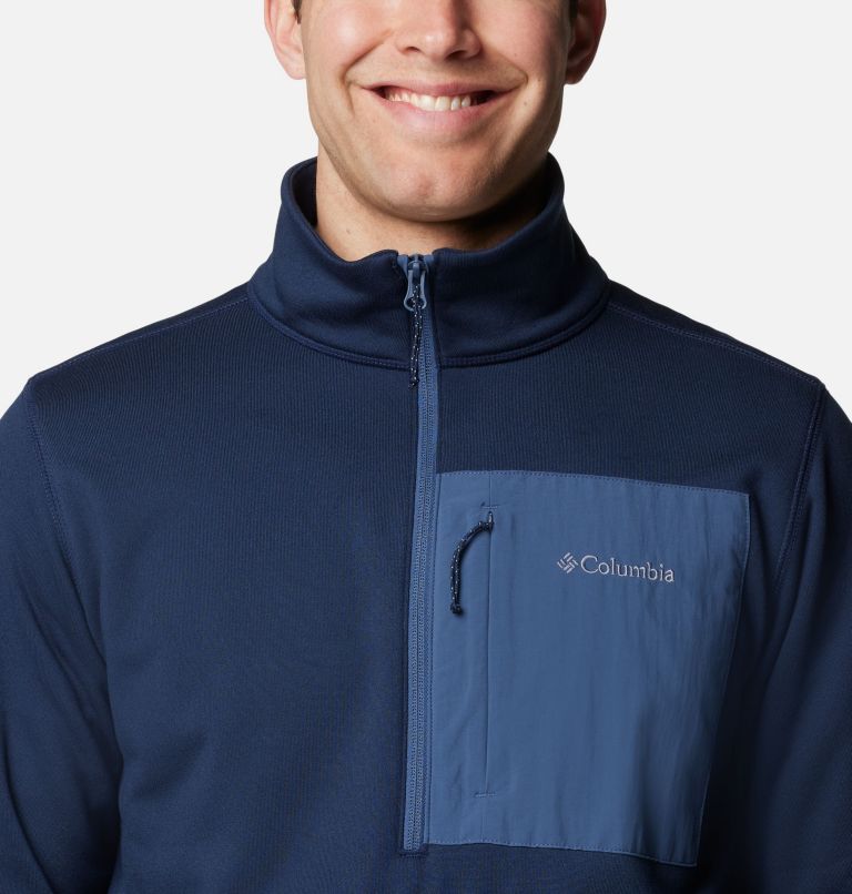 Men's Columbia Hike Half Zip II Jacket, Color: Collegiate Navy, Dark Mtn, image 4